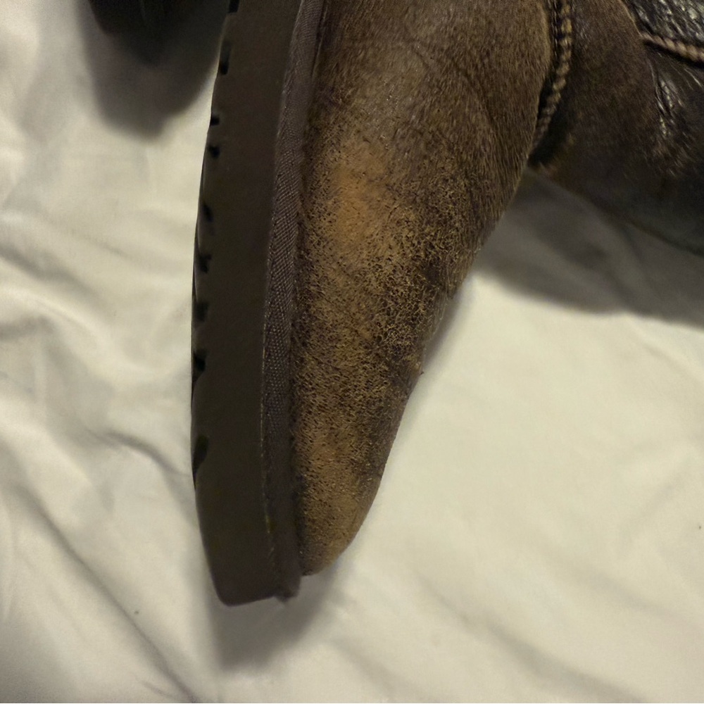 UGG Dark Brown classic tall bomber Leather Boots size 10W - Picture 10 of 13